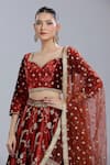 Lashkaraa Red Velvet Sequins, Embroidery, Zari Sweetheart Neck Paisley Bloom Lehenga Set Online at Aza Fashions Lashkaraa_Red Velvet Sequins, Embroidery, Zari Sweetheart Neck Paisley Bloom Lehenga Set _Online_at_Aza_Fashions