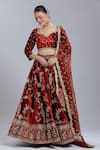 Buy Lashkaraa Red Velvet Sequins, Embroidery, Zari Sweetheart Neck Paisley Bloom Lehenga Set at Aza Fashions Buy_Lashkaraa_Red Velvet Sequins, Embroidery, Zari Sweetheart Neck Paisley Bloom Lehenga Set _at_Aza_Fashions