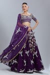 Buy_Swish By Dolcy And Simran_Purple Tassels, Beads, Embroidery Sweetheart Neck Lehenga Set _at_Aza_Fashions
