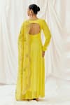 Shop_Redpine Designs_Yellow Viscose Georgette Sequins, Panelled Anarkali With Floral Print Dupatta _at_Aza_Fashions