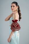 Buy_Nazaakat By Samara Singh_Maroon Embroidery, Tassels Hand Potli Bag _at_Aza_Fashions