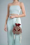 Nazaakat By Samara Singh_Maroon Embroidery, Tassels Hand Potli Bag _at_Aza_Fashions