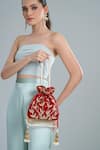 Nazaakat By Samara Singh_Red Embroidery, Tassels, Zari Hand Potli Bag _Online_at_Aza_Fashions