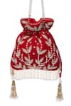 Shop_Nazaakat By Samara Singh_Red Embroidery, Tassels, Zari Hand Potli Bag _Online_at_Aza_Fashions