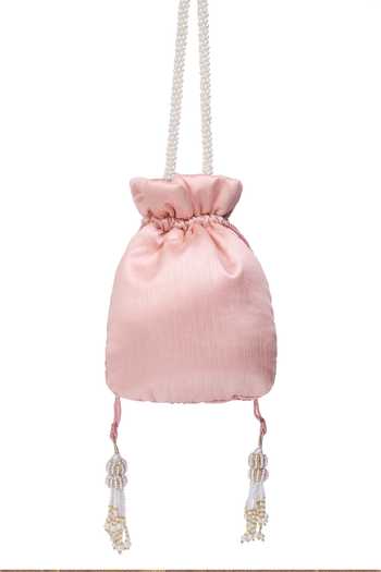 Shop_Nazaakat By Samara Singh_Pink Zari Pastel Hand Embroidered Potli Bag _at_Aza_Fashions