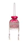 Shop_Nazaakat By Samara Singh_Pink Zari, Pearls Hand Embroidered Potli Bag _at_Aza_Fashions