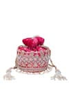Nazaakat By Samara Singh_Pink Zari, Pearls Hand Embroidered Potli Bag _Online_at_Aza_Fashions