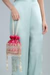 Buy_Nazaakat By Samara Singh_Pink Zari, Pearls Hand Embroidered Potli Bag _Online_at_Aza_Fashions