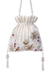 Nazaakat By Samara Singh_Off White Zari, Beads Hand Embroidered Potli Bag _at_Aza_Fashions