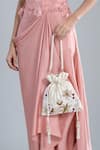 Shop_Nazaakat By Samara Singh_Off White Zari, Beads Hand Embroidered Potli Bag 