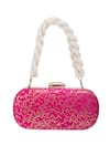 Shop_Nazaakat By Samara Singh_Pink Embroidery Printed Banarsi Silk Clutch _Online_at_Aza_Fashions