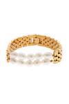 Shop_Dusala_Gold Plated Pearls Cuban Luxe Bracelet _at_Aza_Fashions