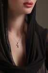 Shop_Dusala_Gold Plated Cross Grace Necklace _Online_at_Aza_Fashions