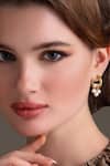 Dusala_Gold Plated Pearls, Beads Huggie Trend Earrings _at_Aza_Fashions