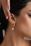 Dusala_Gold Plated Pearls Hoop Luxury Earrings _at_Aza_Fashions