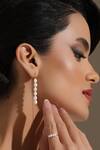 Dusala_Gold Plated Pearls Chain Flair Earrings _at_Aza_Fashions