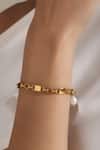 Shop_Dusala_Gold Plated Pearls Minimalist Radiance Bracelet _Online_at_Aza_Fashions