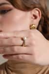 Dusala_Gold Plated Pearls The Boho Ring _at_Aza_Fashions