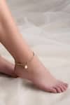 Buy_Dusala_Gold Plated Gemstones Pearl Anklet _at_Aza_Fashions