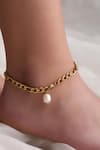 Buy_Dusala_Gold Plated Gemstones Pearl Anklet 