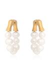 Shop_Dusala_Gold Plated Pearls On Earrings _at_Aza_Fashions