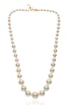 Shop Dusala Silver Plated Graduated Natural Pearl Necklace at Aza Fashions Shop_Dusala_Silver Plated Graduated Natural Pearl Necklace _at_Aza_Fashions