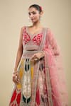Samyukta Singhania_Multi Color Silk, Net Embroidery V-neck Paisley Lehenga Set _at_Aza_Fashions