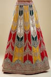 Buy_Samyukta Singhania_Multi Color Silk, Net Embroidery V-neck Paisley Lehenga Set 