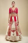 Samyukta Singhania_Ivory Net Embroidery V-neck Lehenga Set _at_Aza_Fashions
