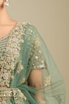 Buy_Samyukta Singhania_Green Net Tassels, Embroidery V-neck Aari Lehenga Set _Online_at_Aza_Fashions