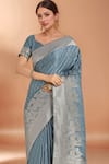 Shop Samyukta Singhania Gray Zari Sweetheart Neck Grey Woven Banarasi Silk Saree With Blouse Online at Aza Fashions Shop_Samyukta Singhania_Gray Zari Sweetheart Neck Grey Woven Banarasi Silk Saree With Blouse _Online_at_Aza_Fashions