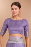 Buy_Samyukta Singhania_Lavender Zari Round Neck Woven Banarasi Satin Silk Saree With Blouse _Online_at_Aza_Fashions