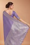 Shop_Samyukta Singhania_Lavender Zari Round Neck Woven Banarasi Satin Silk Saree With Blouse 