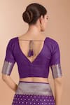 Shop_Samyukta Singhania_Purple Zari V-neck Woven Banarasi Silk Saree With Blouse _Online_at_Aza_Fashions
