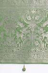 Samyukta Singhania_Green Embroidery, Zari V-neck Woven Banarasi Silk Saree With Blouse _Online_at_Aza_Fashions