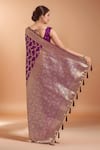Shop_Samyukta Singhania_Purple Zari Round Neck Woven Banarasi Silk Saree With Blouse _at_Aza_Fashions