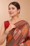 Buy_Samyukta Singhania_Red Tassels V-neck Zari Woven Banarasi Silk Saree With Blouse 