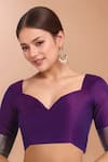Buy_Samyukta Singhania_Purple Zari V-neck Woven Banarasi Silk Saree With Blouse _Online_at_Aza_Fashions