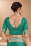 Shop_Samyukta Singhania_Turquoise Zari V-neck Woven Banarasi Saree With Blouse _Online_at_Aza_Fashions