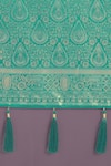 Shop_Samyukta Singhania_Turquoise Zari V-neck Woven Banarasi Saree With Blouse 