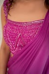 Ritika Verma_Fuchsia Satin Tassels, Sequins, Beads, Heer Fishcut Pre-draped Saree With Blouse _Online_at_Aza_Fashions