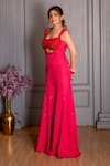 Ritika Verma_Pink Crystals, Sequins Square Neck Gulaabo Hand Embroidered Jumpsuit _Online_at_Aza_Fashions
