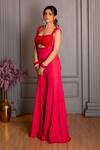 Shop_Ritika Verma_Pink Crystals, Sequins Square Neck Gulaabo Hand Embroidered Jumpsuit _at_Aza_Fashions