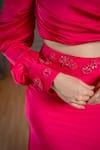 Buy_Ritika Verma_Pink Embroidery, Sequins, Cut Work Sweetheart Neck Ayat Bustier With Fish Skirt _Online_at_Aza_Fashions