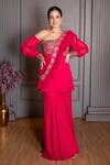 Ritika Verma_Pink Georgette Embroidery, Sequins, Pearls Saanjh Kurta Gharara Set _Online_at_Aza_Fashions