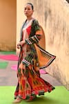 Shop_Swati Vijaivargie_Multi Color Silk V-neck Abstract Pattern Kurta Set _Online_at_Aza_Fashions