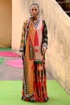 Buy_Swati Vijaivargie_Multi Color Silk V-neck Abstract Pattern Kurta Set _at_Aza_Fashions
