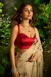Shop_Aza X Shilpa Shetty Kundra_Multi Color Floral Vine Print Pre-draped Saree With Contrasting Blouse _Online_at_Aza_Fashions