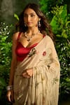 Shop_Aza X Shilpa Shetty Kundra_Multi Color Floral Vine Print Pre-draped Saree With Contrasting Blouse 