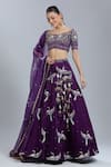 Buy_Swish By Dolcy And Simran_Purple Tassels, Beads, Embroidery Sweetheart Neck Lehenga Set _Online_at_Aza_Fashions
